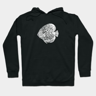 Discus Fish or Pompadour Fish - aquarium lovers black and white design Hoodie